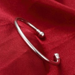 Womens 925 Sterling Silver Love Cuff Ball End Open Bangle Fashion Bracelet #B135