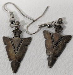 Arrowhead Charm Earrings tribal Arrow Hooks Pewter Charms Beautiful Jewelry