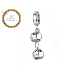 Dumbbell Live Fit Charm For Bracelet, Sport Charm, Dangle Charm