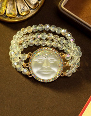 Moon face chunky stone bead bracelets