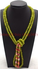 Beautiful Natural 4x6mm Faceted Green Peridot Rondelle Gems Beaded Necklace 50in