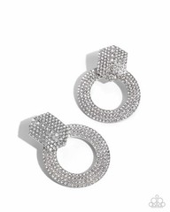 Paparazzi Sparkly Safeguard – White – Sparkly White Rhinestones & Gems- Post Ea