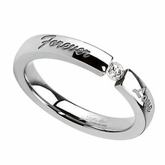 Forever Love Tension Set Cubic Zirconia Solitaire Anniversary Ring Wedding Band