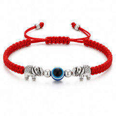 Adjustable Red String Bracelet Blue Evil Eye Elephant Charm Lucky Unisex Jewelry