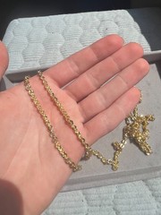Real Genuine Solid 1/20 14K Yellow Gold Textured Circular Chain Necklace-4mmGift