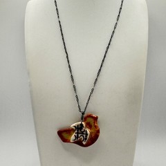 Artisan Studio Pottery Glazed Ceramic Bird Pendant Necklace Sterling Silver 925