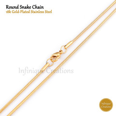 Stainless Steel Round Snake Chain 18K Gold Plated 16-30″ Men Women Necklace