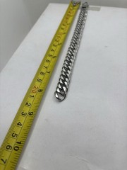 21 Cm Plated Silver Alloy Micro Curb Bracelet Minimal Grunge Streetwear Jewelry