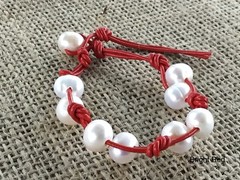 Leather Pearl Bracelet w/Gift Bag, Birthday Gift, Sweet 16 Gift, Gift For Her