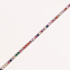 Gold Color Tennis Chain Necklace 2mm Simulated Zirconia 16in Women Jewelry