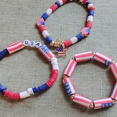 Set of 3 USA Red White Blue Stackables. Happy 250th America! 5007.