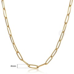 4mm Gold Plated Stainless Steel Paperclip Cable Chain Necklace Choker 16/18/20″
