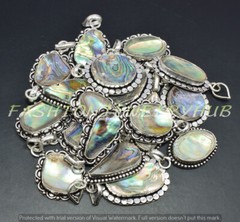 Abalone Shell Gemstone Ethnic Handmade 5pcs Lot 925 Silver Plated Jewelry