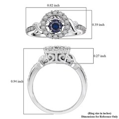 Lab Created Blue and White Sapphire Ring in Sterling Silver 1.00 ctw Size 7.0