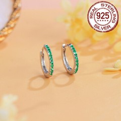 14mm 925 Sterling Silver Small Round Hoop Earrings Women Cubic Zirconia Jewelry