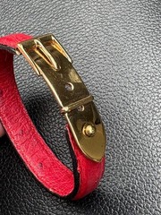 Gucci Bracelet Authentic OLD GUCCI Leather Gold Bangle 19.5cm From Japan