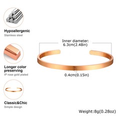 3–10mm Stainless Steel Open Cuff Bangles Unisex Glossy Bracelets Set