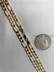 14K Solid Yellow Gold Figaro Link Chains Necklace Men’s/Women’s 4mm-6mm 18″-30″