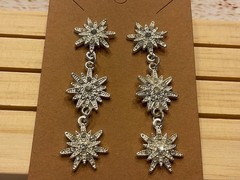 Crystal Snowflake Drop Earrings – Silver Tone – Elegant Sparkly Style