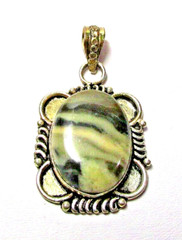 Women’s Silver Plated Black & Gray Jasper Semi Precious Stone Pendant – (#1973)