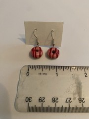 Handmade Pink & Red Polymer Clay Donuts – Round Dangle Hook Earrings