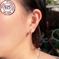 14mm Women 925 Sterling Silver Small Infinity Hoop Earrings Cubic Zircon Jewelry