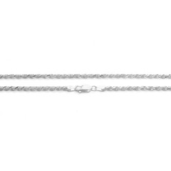 925 Sterling Silver Dia-Cut Rope Chain Necklace w Lobster Lock-Stamped 925 Italy