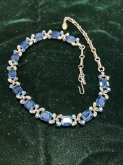 Vintage Signed Lisner Blue Rhinestone Choker Necklace
