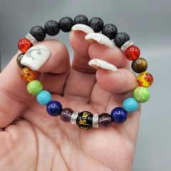 Volcanic Stone Double Chakra Beaded Bracelet