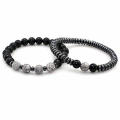 Magnetic Hematite Bead Bracelet Set for Men Women Energy Therapy Jewelry