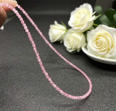 Rose Quartz Dainty Choker Necklace 2mm Crystal Gemstone Beads Minimalist Gifts