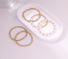 Gold Pearl Beaded Enewton Bracelets for Womengold Pearl Stackable Stretch Be