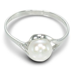 Solid Sterling Silver 925 White Freshwater Cultured Pearl Solitaire Ring – TPJ
