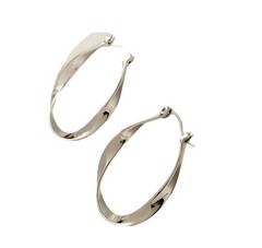 Silver Teardrop Hoop Earrings 3.5cm Elegant Lightweight Classic Jewelry