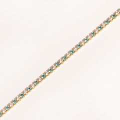 Gold Color Tennis Chain Necklace 2mm Simulated Zirconia 16in Women Jewelry
