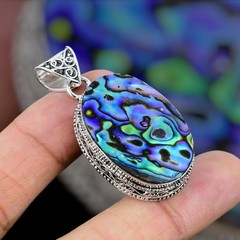 Abalone Shell Gemstone Handmade 925 Silver Jewelry Pendent