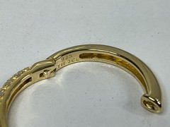 Sterling Silver Gold Plated CZ Accented Hoop Earrings 3/4 Inch Pretty!