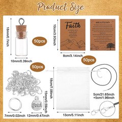 50 Sets Mustard Seed Faith Necklace for Women 0.5Ml Glass Bottles with Cork DIY