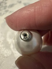925 Sterling Silver Large Pearl & Pave Crystal Ball Stud Earrings