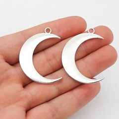 6 or 15PCS Silver Crescent Moon Charm Pendant, Celestial Charm 32X43mm LCRS12