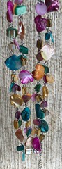 NWT Croft & Barrow Multi Color Sparkly SHELL Extra Long Statement Necklace $36