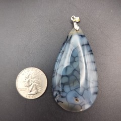 Dendritic Agate Teardrop Pendant Black White Gray Natural Stone Fashion Jewelry