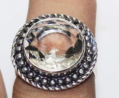 Hydro Crystal Round Shape Gemstone Handmade Ring Jewelry Ring Size 8.5 Inches