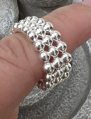 3 Tier Bubble Ball Ring Open Size No Silver Stamp? Selling As Costume Jewellery!