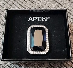 Apt 9 Large Black Emerald Cut Adjustable Stretch Ring 1-1/2 x 7/8″