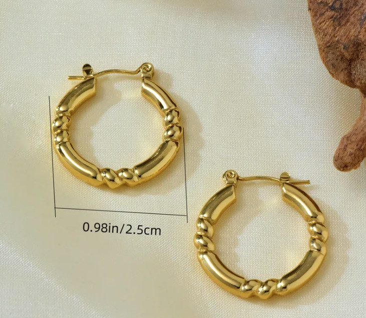 1 Pair Elegant Simple Style 304 Stainless Steel 18K Gold Plated 0.98in/2.5cm