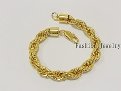 18K Yellow Gold Stamped Diamond Cut Rope Chain Bracelet 10.5mm 7.5INCH Men Women