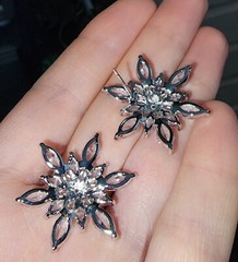 18k White Gold Plated Diamond Simulated Crystal Snowflake Stud Earrings