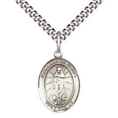 Sterling Silver Our Lady of Tears Medal Pendant 24″ Endless Chain Necklace