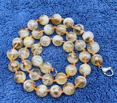 8/10MM NATURAL UNTREATED YELLOW CITRINE ROUND SHAPE BEADS NECKLACE BRACELET SET